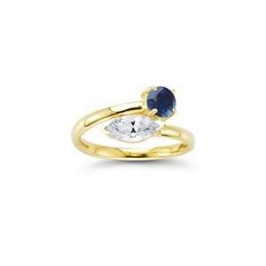  0.81 Cts White Sapphire & 0.70 Cts Blue Sapphire Ring in 