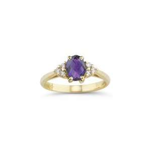  0.09 Cts Diamond & 0.70 Cts Amethyst Ring in 14K Yellow 