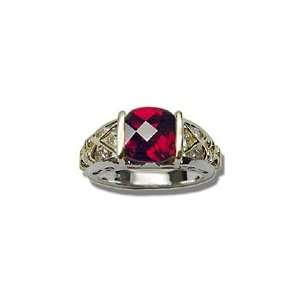  0.28 Cts Diamond & 2.86 Cts Garnet Ring in 14K Yellow Gold 