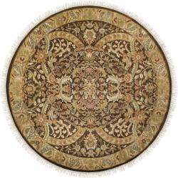 Hand knotted Finial Brown Wool Rug (8 Round)  Overstock