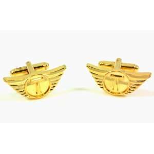  The Avengers Thor Gold Wing Logo Cufflinks Jewelry