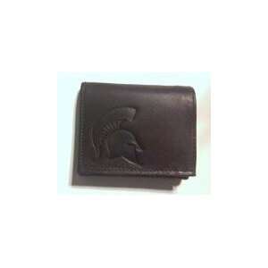  Spartan Drk Brown Leather Embossed Trifold Wallet 