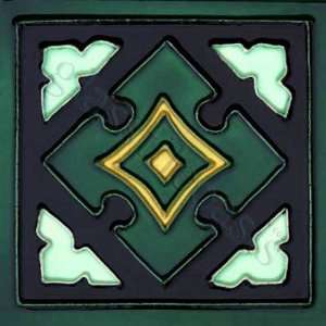  Mayan 6 x 6 Green 6 x 6 Deco Tiles Glossy Ceramic 
