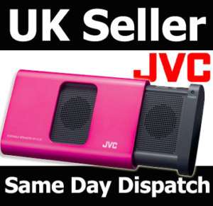 NEW PINK JVC SLIDING PORTABLE iPOD MP3 PLAYER SPEAKERS  