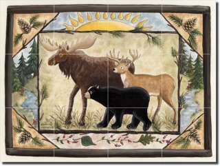Jensen Lodge Art Deer Bear Moose Ceramic Tile Mural  