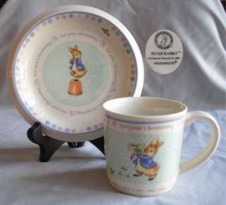   piece childs christening set by Wedgwood in the Peter Rabbit pattern