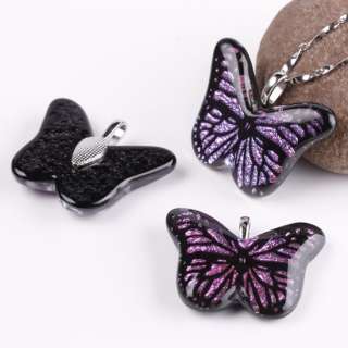 Dichroic Foil Colored Lampwork Glass Butterfly Charms Pendant Bead 