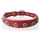 11 Genuine real leather Gemstone Pet Dog Collar Red XS Small