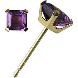 10k Yellow Gold Amethyst Square Stud Earrings  Overstock