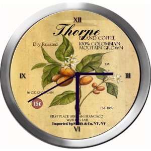  THORPE 14 Inch Coffee Metal Clock Quartz Movement Kitchen 