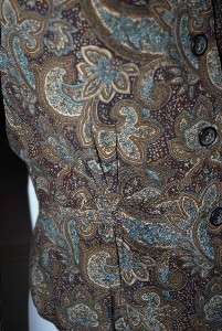 New $129 Orvis KalamKari Blazer Jacket Womens 10 Brown, Blue Brushed 