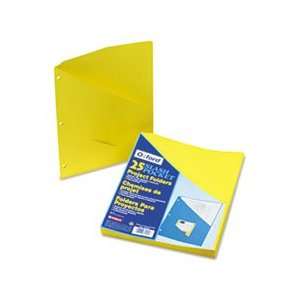 Essentials Slash Pocket Project Folders, Jacket, Letter, Yellow, 25/Pa 