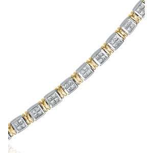   Two Toned Diamond Bracelet in 14 Karat White and Yellow Gold Jewelry