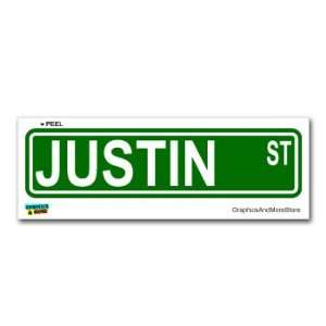  Justin Street Road Sign   8.25 X 2.0 Size   Name Window 