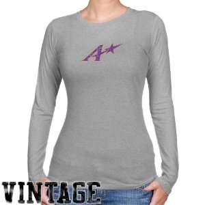  NCAA Evansville Purple Aces Ladies Ash Distressed Logo 