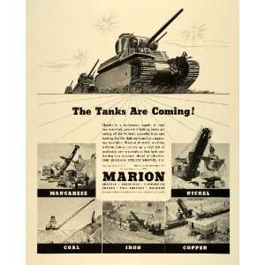  1942 Ad Marion Steam Shovel WWII Raw Material Machine 