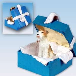  Wire Haired Fox Terrier Blue Gift Box Dog Ornament: Home 