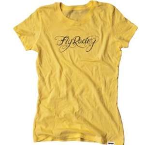   Racing Logo Womens Short Sleeve Sportswear Shirt   Yellow / X Large