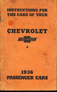 1936 Chevrolet Car Original Owners Manual Book  
