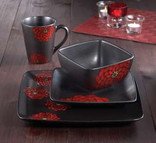   Atelier Asiana Red 16 Piece Dinnerware Set New! 088235977014  