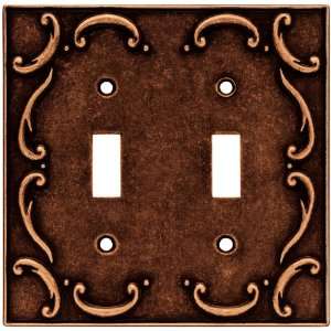   64262 Traditional French Lace Double Switch Wall Plate, Sponged Copper
