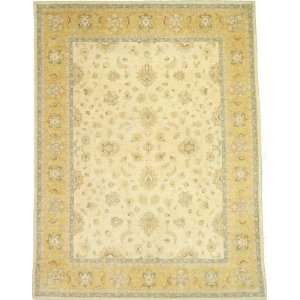  89 x 118 Ivory Hand Knotted Wool Ziegler Rug: Home 