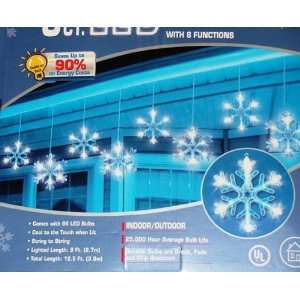  8 LED SNOWFLAKE ICICLE TYPE LIGHTS WITH 8 FUNCTIONS
