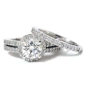  1.90CT Round Diamond Pave Wedding Ring 14K Gold: Jewelry