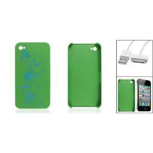   Cable + Laser Cut Style Printed Green Cover for iPhone 4: Electronics