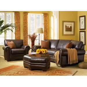   , Pure Aniline Leather Conversation Sofa & Ottoman