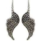 Beautiful Silver Jewelry Black Diamond CZ Angel Wing Earrings, 3 Inch 