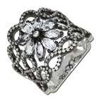 Jewelry Adviser Pear Shaped White Topaz Flower Diamond Ring