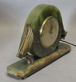 Antique Art Deco Onyx Mantle Clock w/ Birds c. 1930s  