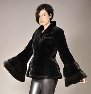   sheared SAGA FURS black Mink Fur jacket with bell sleeves MAILON FURS