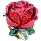 Fantasyard Red Rose With Green Leaf Austrian Crystal Floral Pin Brooch