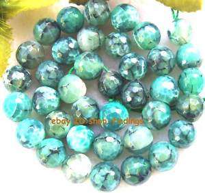 faceted green crab Agate 10mm round loose Beads 15  