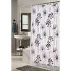   Polyester Fabric Shower Curtain with Flocking   Color White and Black