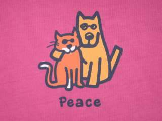 New Girls LIFE IS GOOD Cat and Dog PEACE L/S Tee Shirt XS Extra Small 
