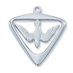 Confirmation Gift Rhodium & Pewter Pendant Necklace Medal RC396RF Holy 