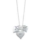 Silvertone Triple Heart Crystal Love Charm Necklace