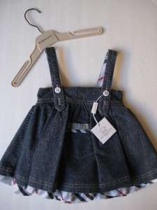 BURBERRY Baby Girl NWT 6 Month $206 Skirt Overall Dress Blue denim 