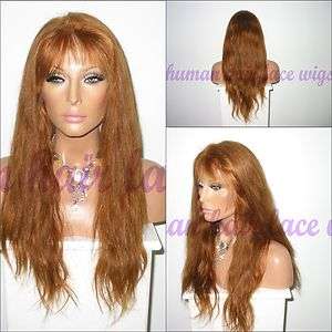   Front Wig Indian Remy Human Hair with Bangs #30 Silky Straight New Hot