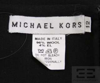 Michael Kors Black Seamed Wool Boatneck 3/4 Sleeve Dress Size 12 