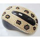 Crystal Case Wireless Gold Leopard USB Crystal Computer Mouse