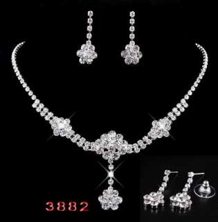 6Styles Wedding Jewelry Necklaces Earrings set Inlay Czech Rhinestone 