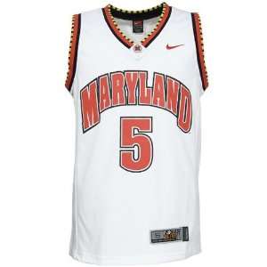  Nike Maryland Terrapins #5 White Replica Basketball Jersey 