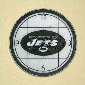  New York Jets Art Glass Clock: Sports & Outdoors