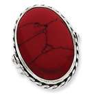 Allure Jewel & Gift Sterling Silver Antiqued Oval Red Stone Ring