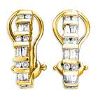   Gold Baguette Diamond Hoop Huggie Earrings (G H Color, SI1 Clarity