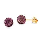 VistaBella Womens 14k Yellow Gold Round Pink CZ Studs Earrings
